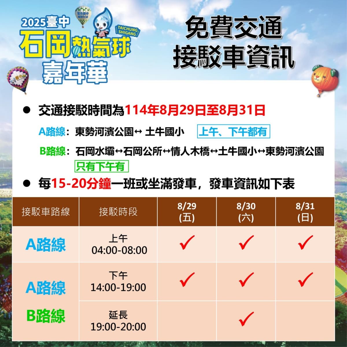 免衝東部！「台中熱氣球嘉年華」本週登場，免費演唱會、煙火秀時間一次看