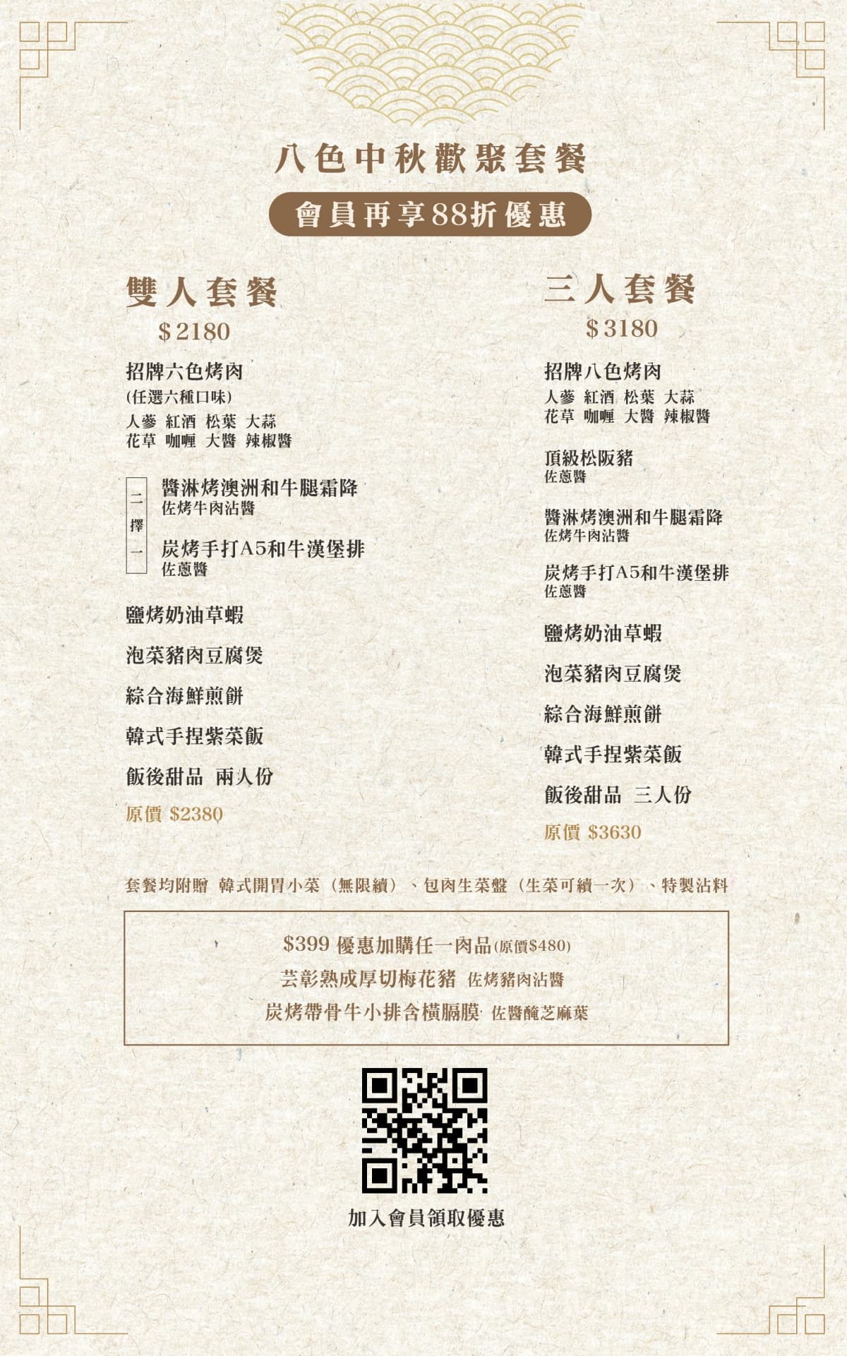 正宗韓式烤肉88折！新菜單爽嗑和牛漢堡排、厚切豬，６款韓式小菜＋飲品無限續