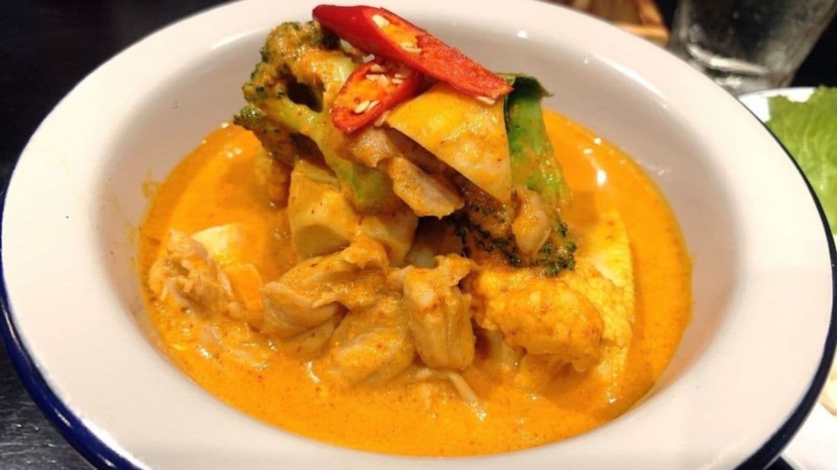 紅咖哩雞肉飯有滿滿的肉與蔬菜。（圖片來源：猴屁的異想世界）