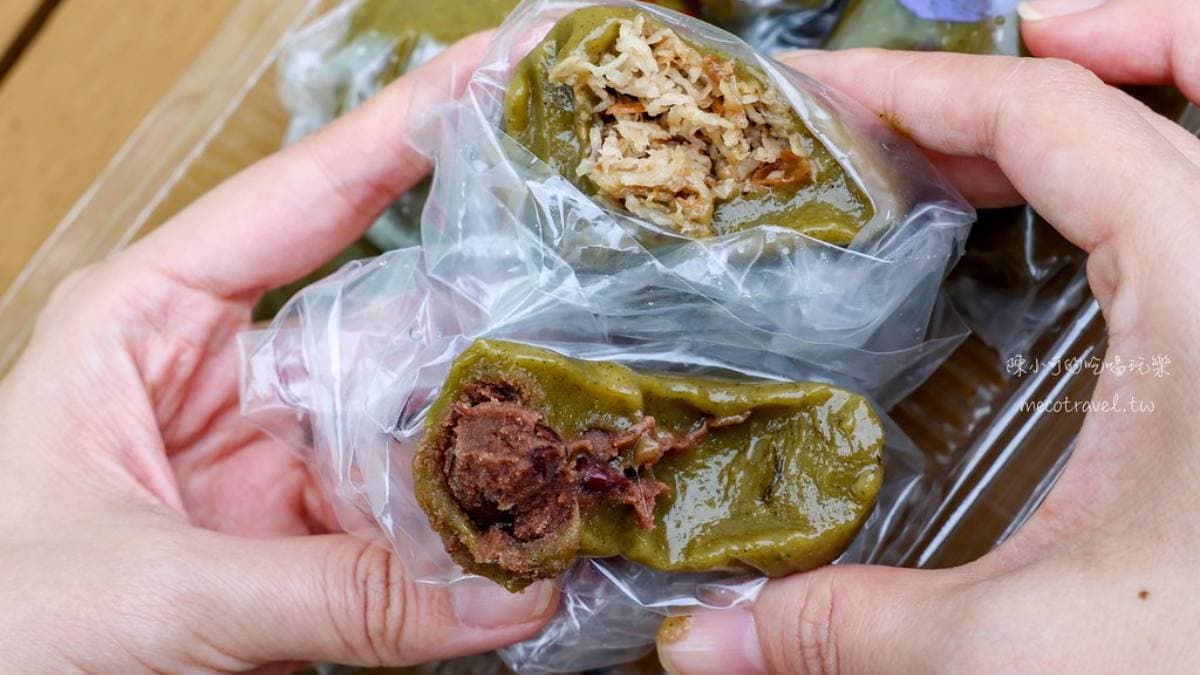 紅豆茶粿用花豆加紅豆製作的內餡，甜度不高很多女生都很愛。（圖片來源：陳小可的吃喝玩樂）