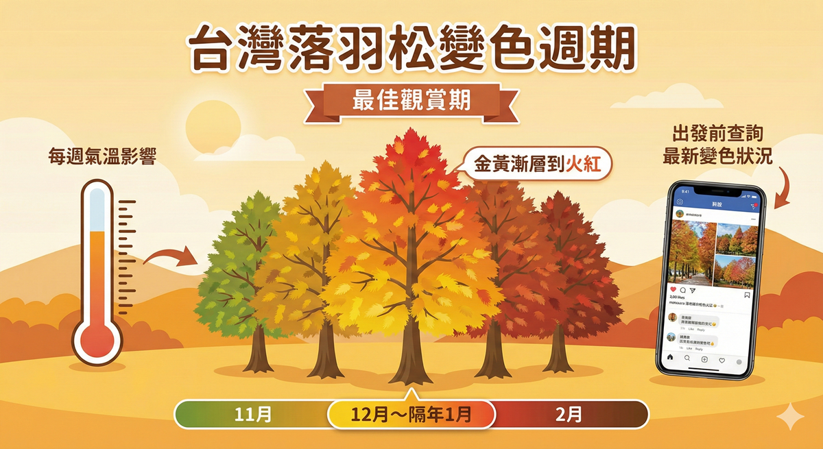 秋冬限定！全台８大絕美落羽松露營秘境，紅葉、星空、溫泉一次滿足