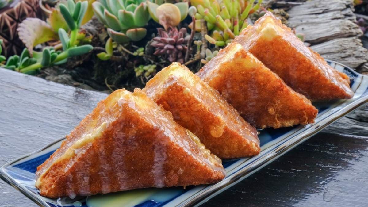 「炸法式煉乳厚片」炸到金黃酥脆，還帶著淡淡蛋香。（圖片來源：晴晴的美食地圖）