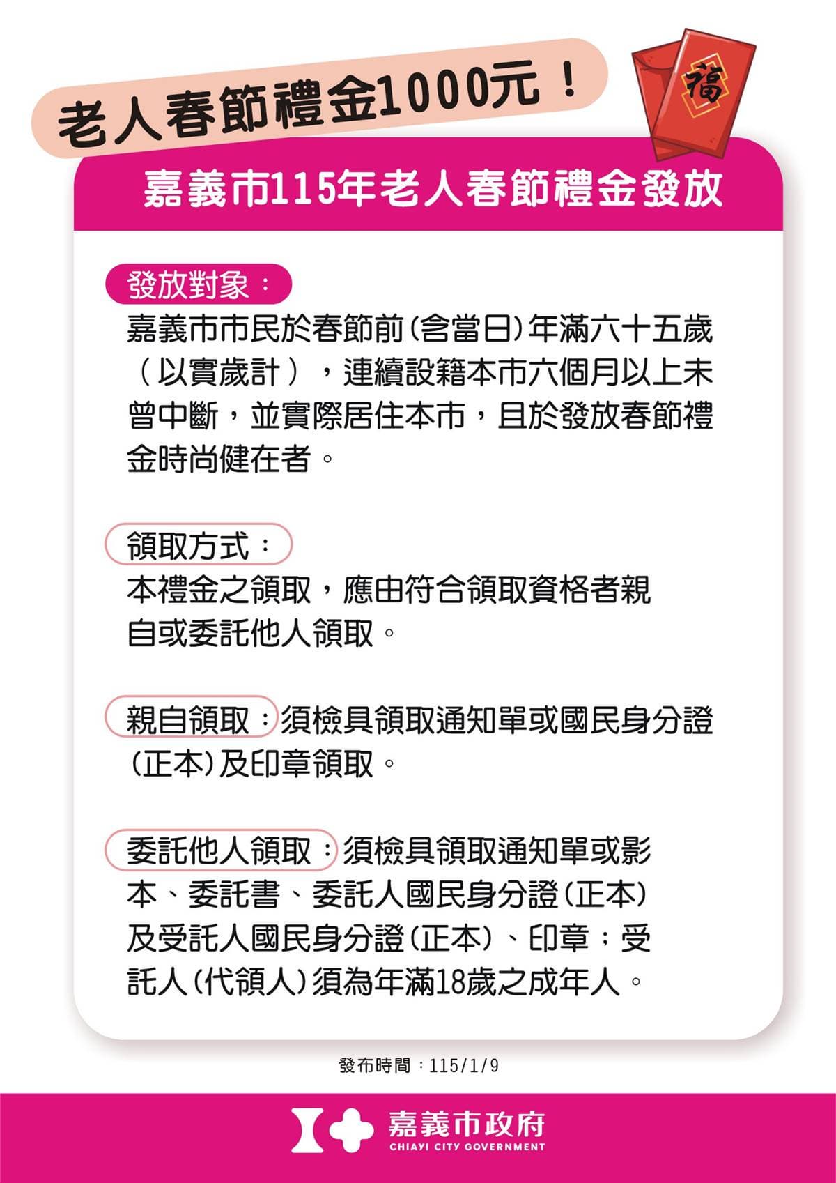 年前領大紅包!這縣市普發現金6000元,65歲以上再加碼千元春節禮金 年前領大紅包!這縣市普發現金6000元,65歲以上再加碼千元春節禮金