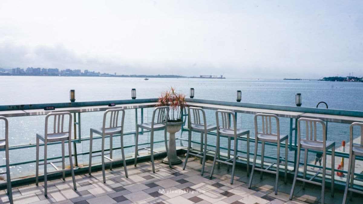 戶外用餐區可將淡水河美景盡收眼底。（圖片來源：胖貓咪的奇幻旅程）