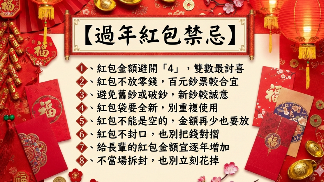 2026過年紅包該包多少?父母、小孩、長輩紅包行情一覽,8大禁忌觸犯恐漏財 2026過年紅包該包多少?父母、小孩、長輩紅包行情一覽,8大禁忌觸犯恐漏財