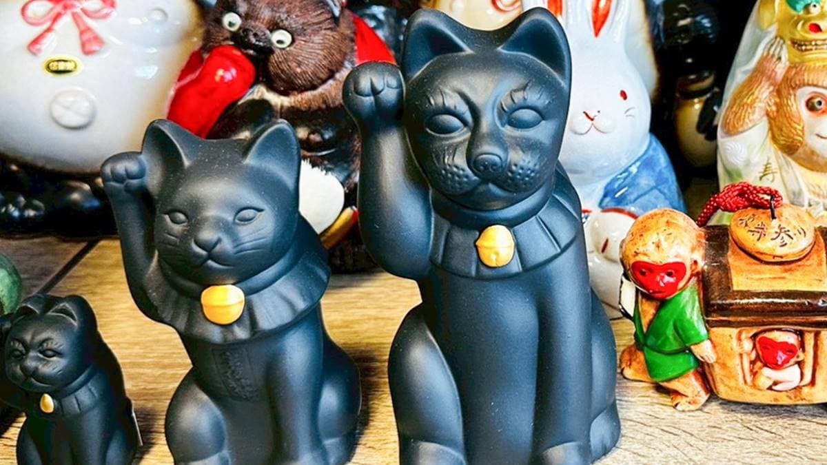 各色招財貓有不同功能，「黑色招財貓」具有避邪消災、驅魔除厄的寓意。（圖片來源：跟著尼力吃喝玩樂）