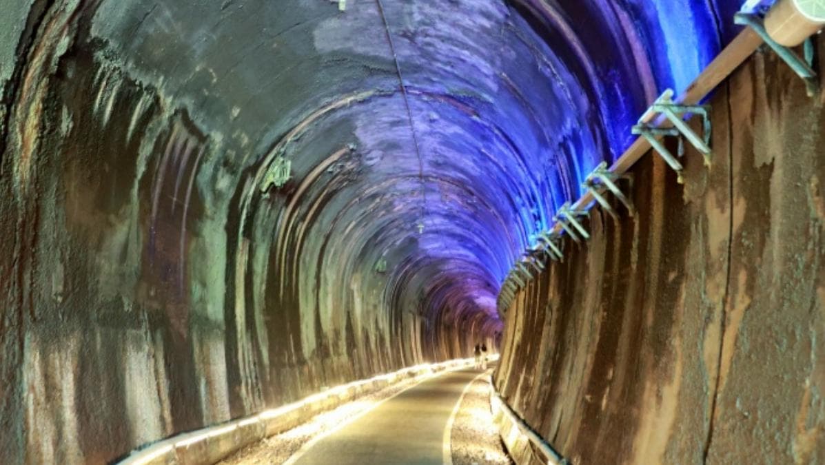 隧道內打上不同燈光，彷彿走進了魔幻世界。（圖片來源：Kiwi樂活食旅）