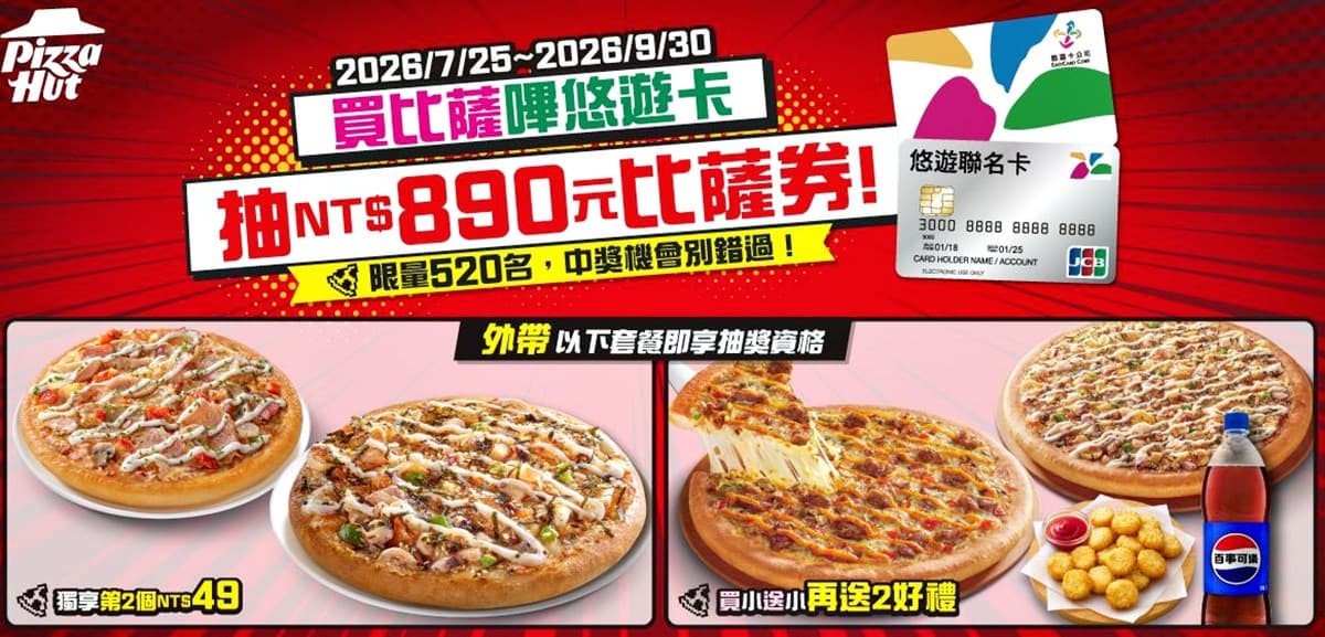 必勝客買１送５、買一送一！披薩只要49元起，免費送黃金雞球、李多慧御守