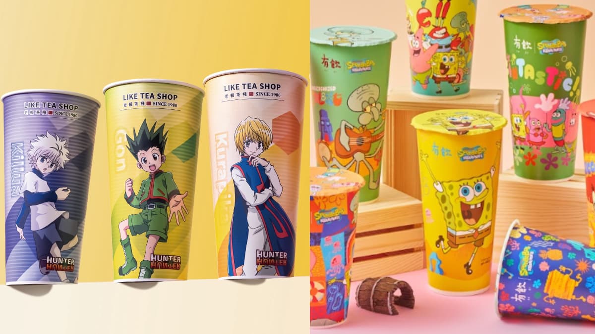獵人&海綿寶寶手搖飲8月喝!超帥奇犽、可愛派大星杯,得正「甘芭茶」飲品