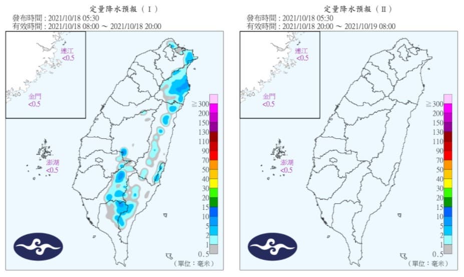 降水預報。（圖／中央氣象局） 今晨18.1度入秋最冷！下波冷空氣「雨更多」這天襲台