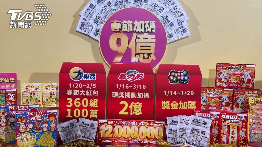 台彩推出春節加碼。（圖／許稚佳） 春節撒9億！大樂透加碼360組百萬紅包　小年夜連開17天