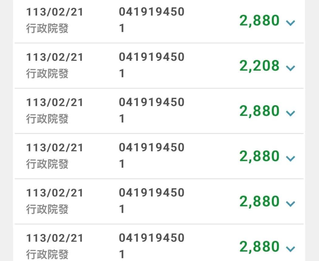 銀行入帳6筆錢,共1.6萬元。(圖/翻攝自Dcard) 銀行入帳6筆錢,共1.6萬元。(圖/翻攝自Dcard)