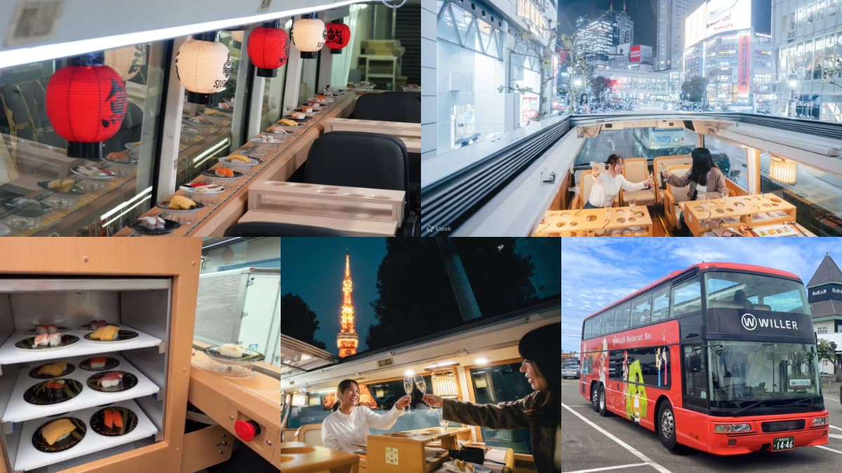 全球首創「旋轉壽司×雙層巴士」！10/10東京登場，70分鐘吃到飽，賞澀谷、淺草街景