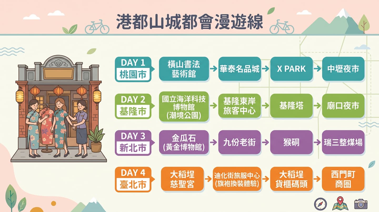 基北北桃４天３夜輕鬆玩！４條主題路線：都市、港灣、老街、藝文一次收藏