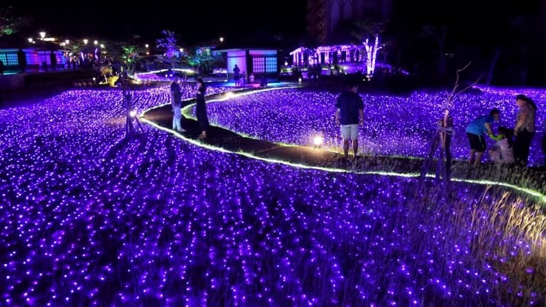 泡湯也有IG新亮點?超美拍「薰衣草燈海」紫色溫泉!天冷好浪漫