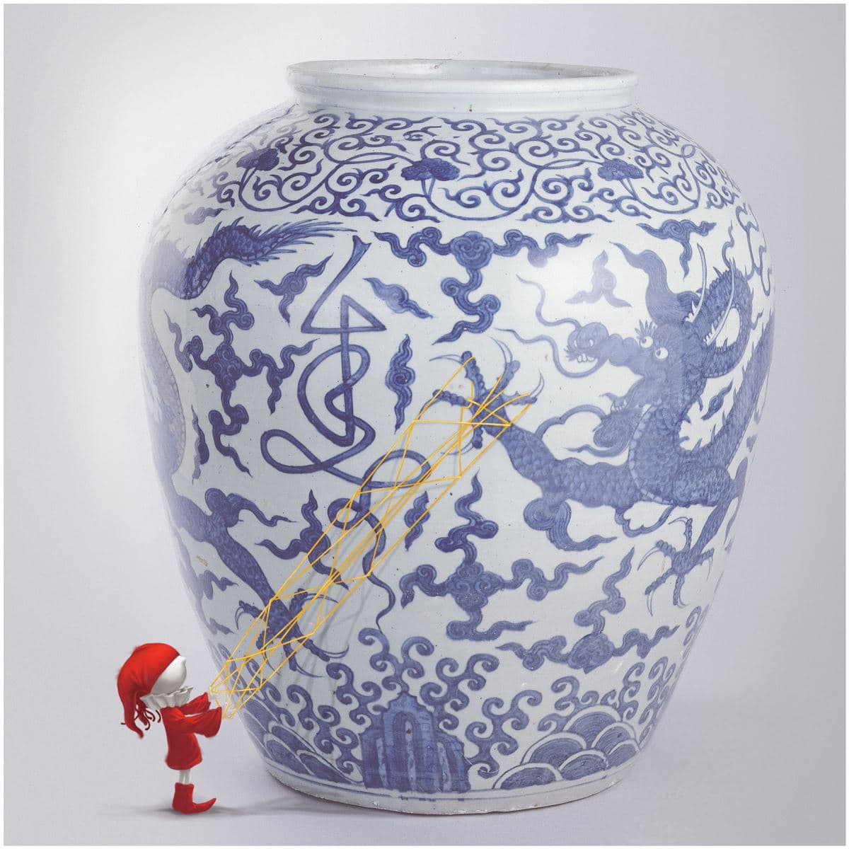 唐朝「樂舞俑」也喝珍珠奶茶?插畫「小紅人」與古文物互動太有哏了 唐朝「樂舞俑」也喝珍珠奶茶?插畫「小紅人」與古文物互動太有哏了