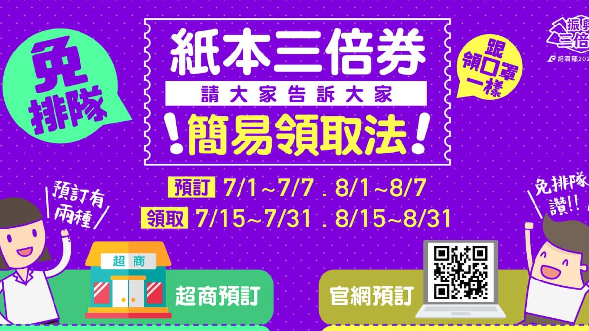 就是今天!「振興三倍券」7大懶人包總整理,快速搞懂紙本券+數位預訂、3種必知領取法 就是今天!「振興三倍券」7大懶人包總整理,快速搞懂紙本券+數位預訂、3種必知領取法