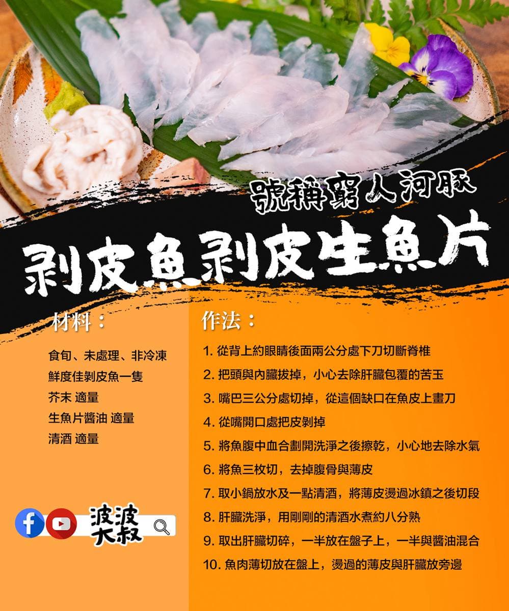 【食尚首播】用300元吃到1000元!波波大叔教你在家做「平民版河豚」生魚片 【食尚首播】用300元吃到1000元!波波大叔教你在家做「平民版河豚」生魚片