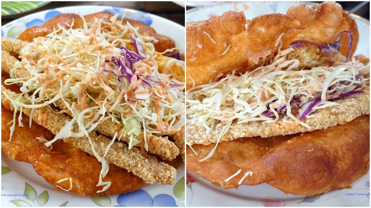 吃一份就飽!台南超夯蔥油餅包入整塊雞排或魚排,還塞入炸蛋、滿滿生菜沙拉