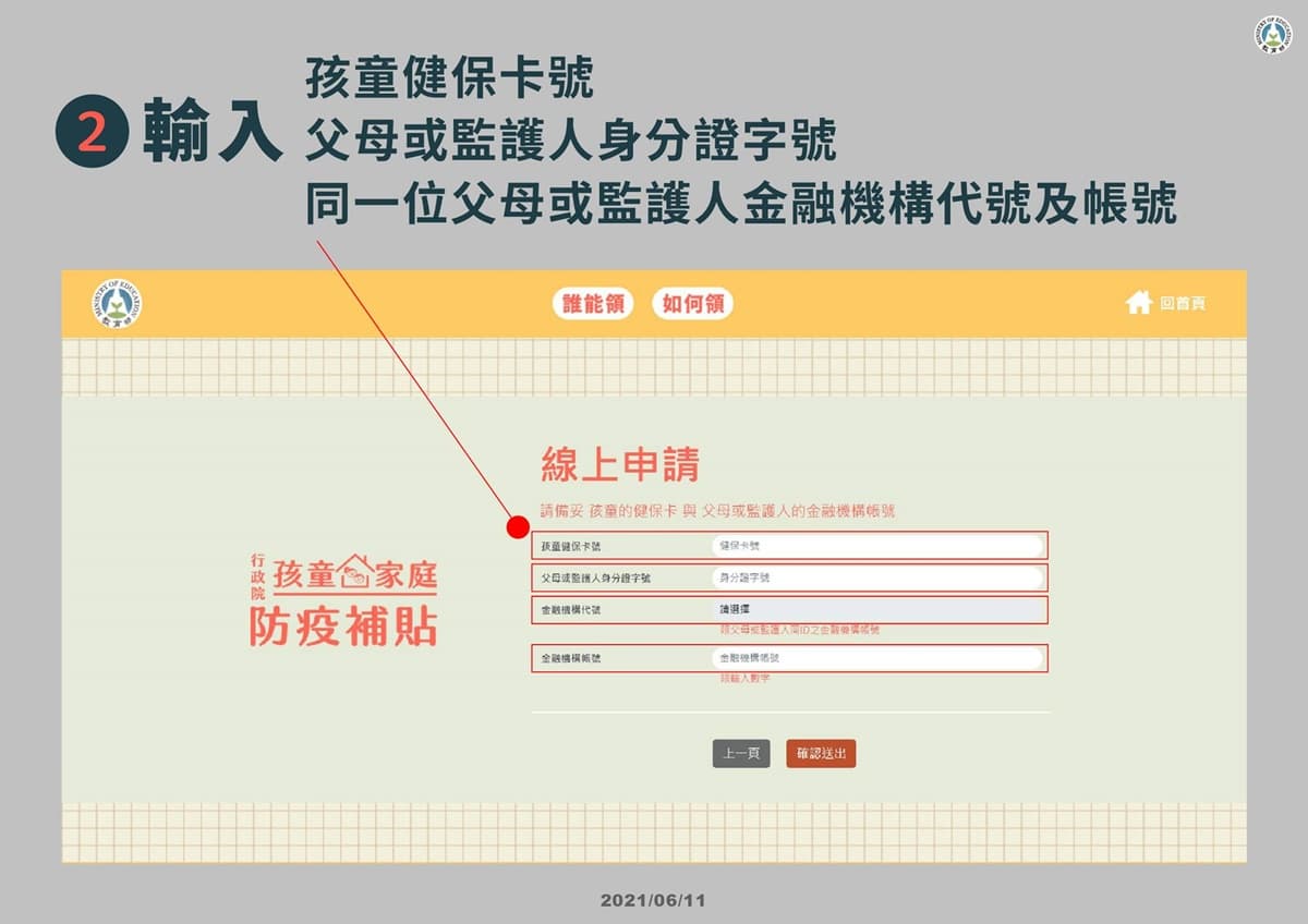 爸媽領起來!1萬元「孩童防疫補貼」網路申請4步驟秒完成、6/18起ATM也能領 爸媽領起來!1萬元「孩童防疫補貼」網路申請4步驟秒完成、6/18起ATM也能領
