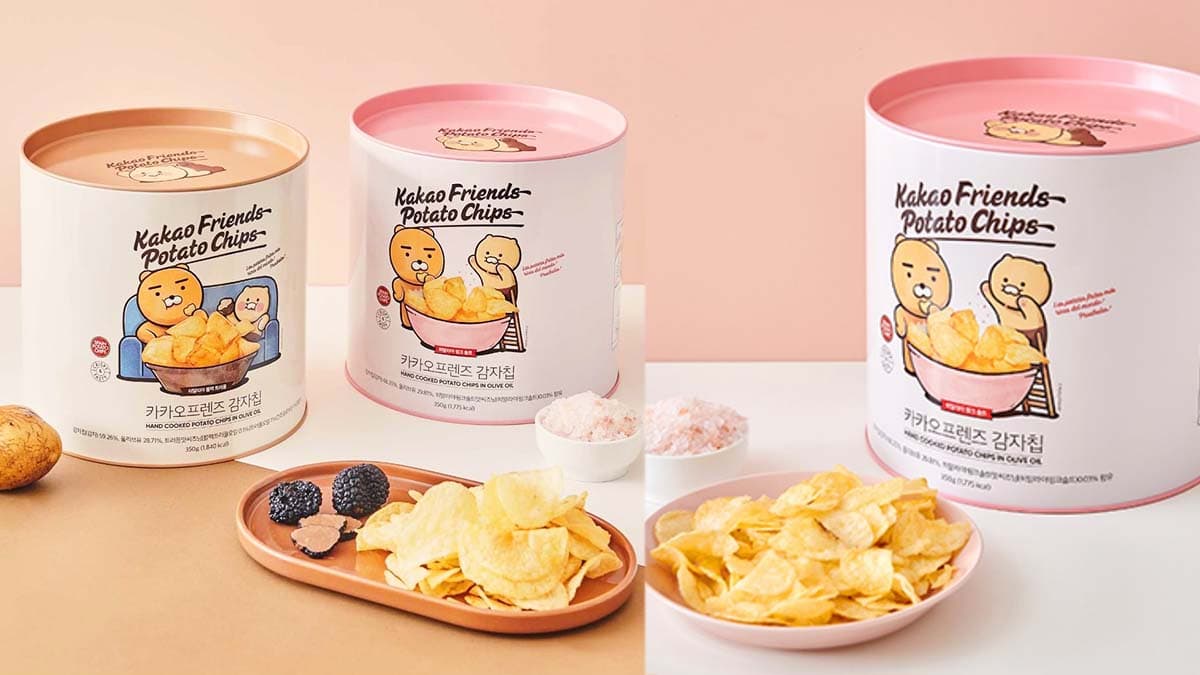 萊恩陪你追劇嗑零食!Kakao Friends推「油漆桶洋芋片」,粉紅鹽、黑松露口味超唰嘴