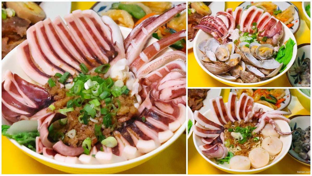 整隻魷魚躺上去!台南最浮誇「傳統意麵」必吃隱藏版,還能雙拼干貝、海瓜子