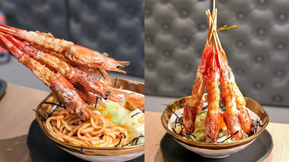 一上桌霸氣外露!「101顆干貝麵」滿到掉出來,「天使紅蝦火箭」挑戰浮誇極限 一上桌霸氣外露!「101顆干貝麵」滿到掉出來,「天使紅蝦火箭」挑戰浮誇極限