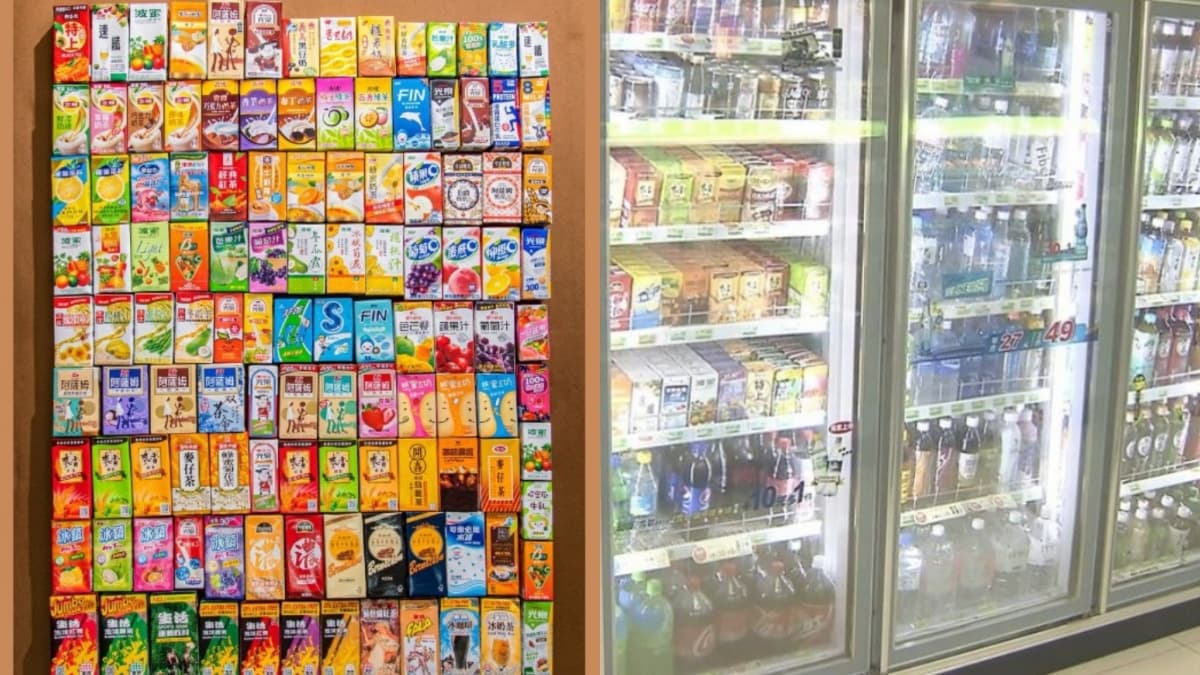 勾起滿滿回憶!自製「台灣鋁箔包飲料拼圖」超壯觀,網友笑:喝完會得糖尿病