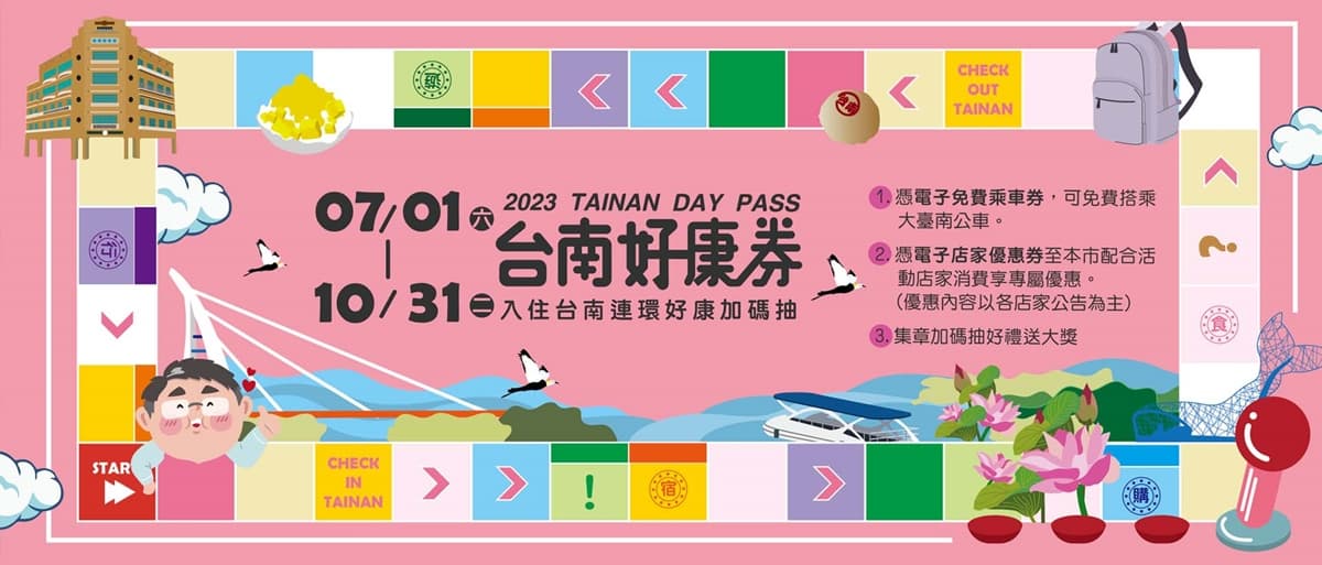 玩台南免費領「台南好康券」!33個景點門票優惠、公車搭到飽,3步驟限時領 玩台南免費領「台南好康券」!33個景點門票優惠、公車搭到飽,3步驟限時領