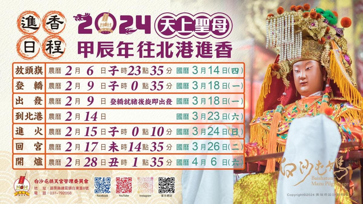 粉紅超跑「這天」起駕!「2024白沙屯媽祖進香」9天日程、報名方式一次看 粉紅超跑「這天」起駕!「2024白沙屯媽祖進香」9天日程、報名方式一次看