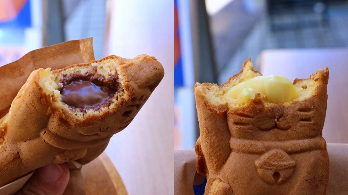 超可愛「招福貓」雞蛋糕!現烤現做咬下會爆餡,必點奶油口味酥脆又清甜 超可愛「招福貓」雞蛋糕!現烤現做咬下會爆餡,必點奶油口味酥脆又清甜