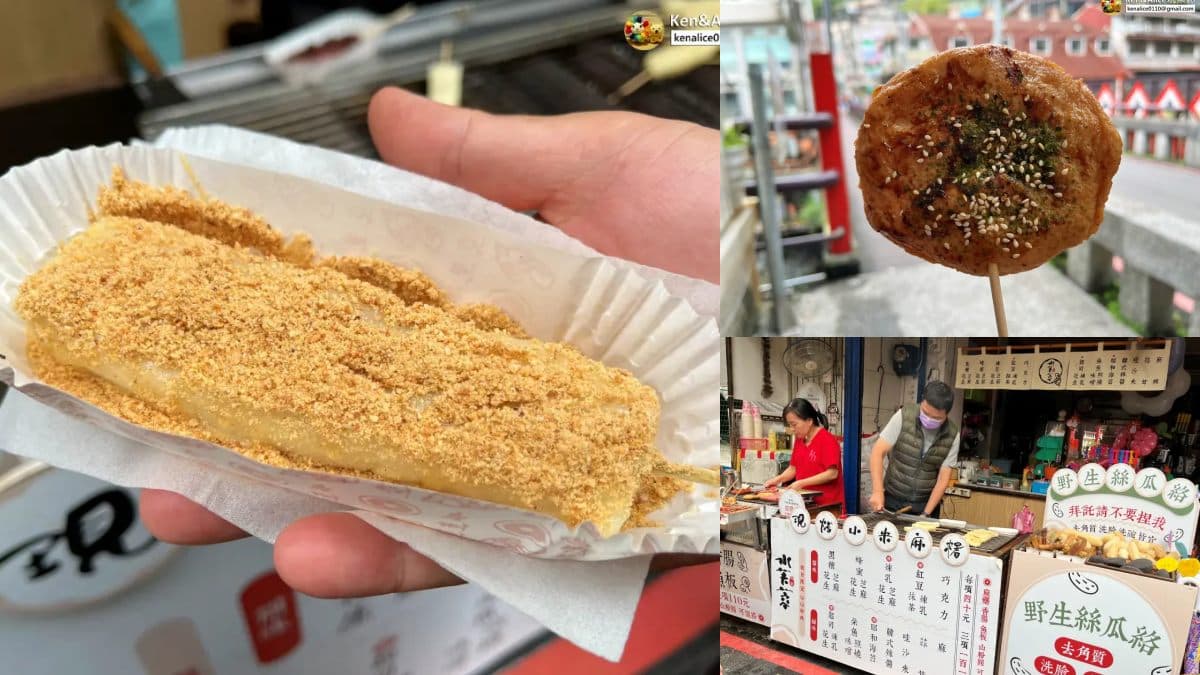 烏來老街新玩法!體驗一日獵人、泰雅族服旅拍,再DIY魚料理、吃馬告桶仔雞 烏來老街美食:水芙蓉現烤小米麻糬