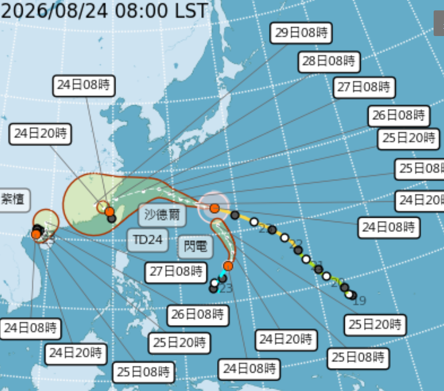 3颱風路徑一次看!週四起北部防雨彈,沙德爾這天最接近台灣、不排除海陸警 3颱風路徑一次看!週四起北部防雨彈,沙德爾這天最接近台灣、不排除海陸警