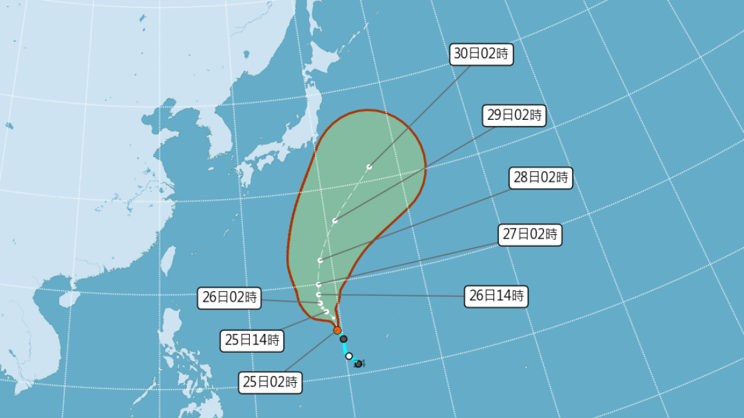 輕颱「瑪瑙」生成路徑曝!東北季風接力整週濕涼,1張圖看懂1週天氣變化 瑪瑙今早9時生成輕度颱風。(圖/氣象局) 東北風接力整週濕涼!1圖看溫度變化 瑪瑙颱風北轉不影響