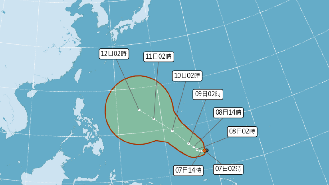 今年第1個颱風!「馬勒卡」今晚形成、路徑曝光,這2天最接近台灣 距離台灣3500公里處的熱帶性低氣壓最快會在今晚升級颱風馬勒卡。(圖/氣象局提供) 今年第一個颱風馬勒卡最快今晚形成!下週「2天」最接近台灣