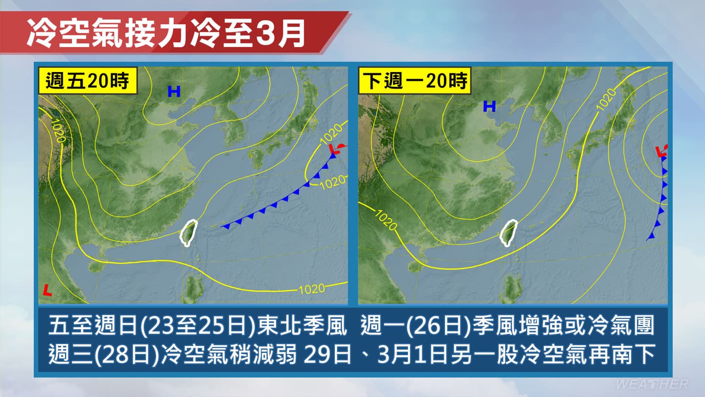 注意要變天了!週四下午起連6天濕涼,「這天」冷氣團發威北部下探11度 冷空氣接力至3月。(圖/TVBS)