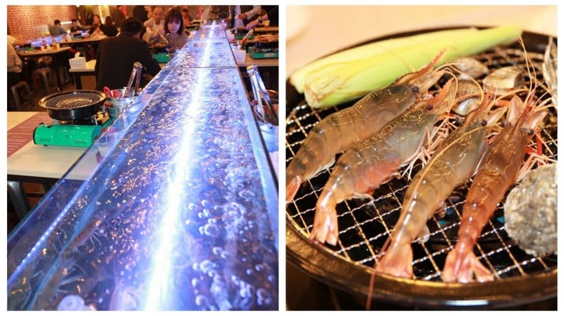 【新開店】泰國「流水蝦吃到飽」搬到台中 「18米玻璃水道」好浮誇