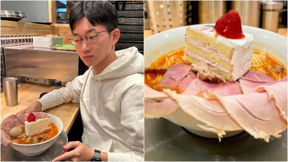 這組合要確定ㄟ?「草莓蛋糕+拉麵」畫面太衝擊,網紅試吃:味道很神奇