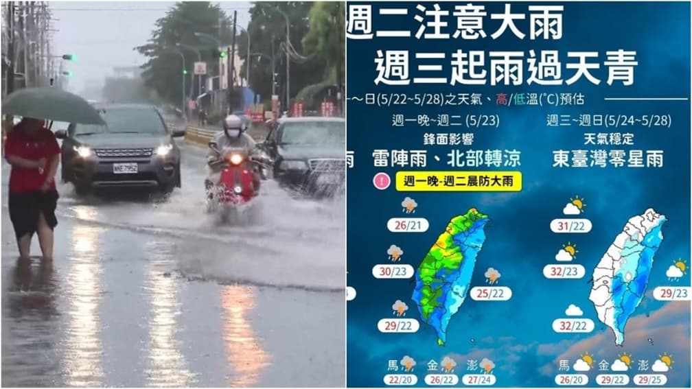 今晚一夜變天!全台防大雨3地區降溫10度,週三起逐漸放晴