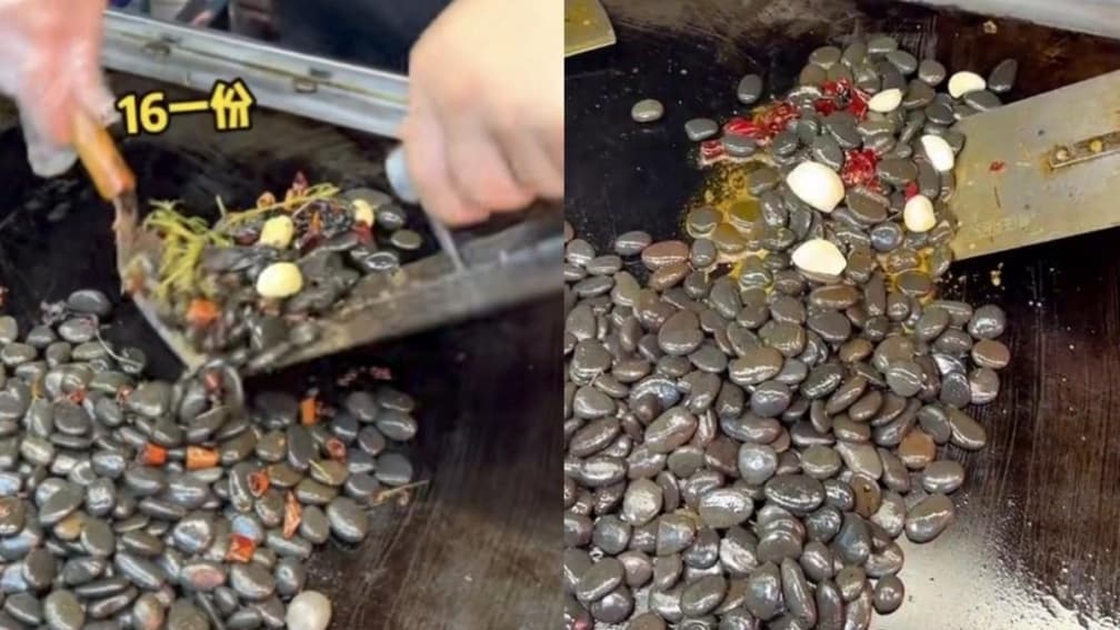 夜市竟然賣「爆炒鵝卵石」!只加調味料沒其他食材,網友驚:誤吞就進醫院了