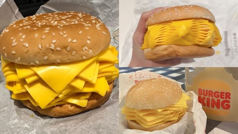 1片菜1塊肉都沒!漢堡王推「真起司漢堡」夾20片起司,烤後融化罪惡感破表