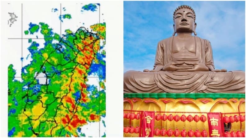 唯一倖免!杜蘇芮雷達回波圖「白一塊」完美避開彰化,網友笑稱:大佛坐鎮