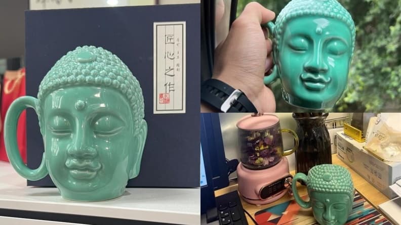 釋迦牟尼佛加持!「我佛瓷杯」喝水淨化心靈,自用、交換禮物超有哏