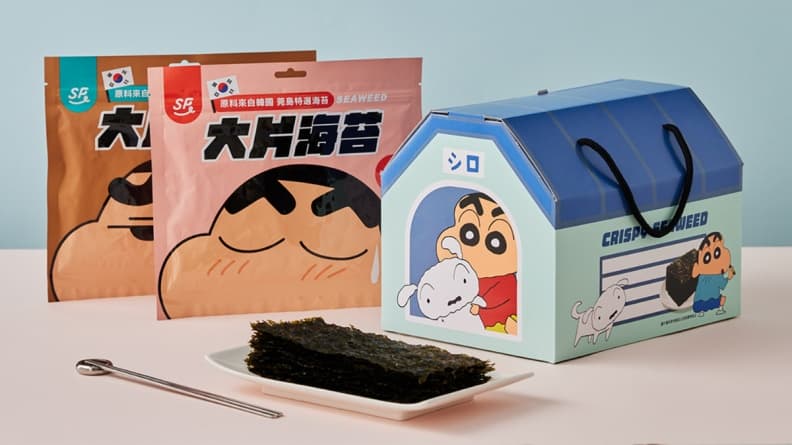 小白狗屋萌度爆棚!全聯「蠟筆小新造型海苔」限量開搶,還有澎派包3種角色