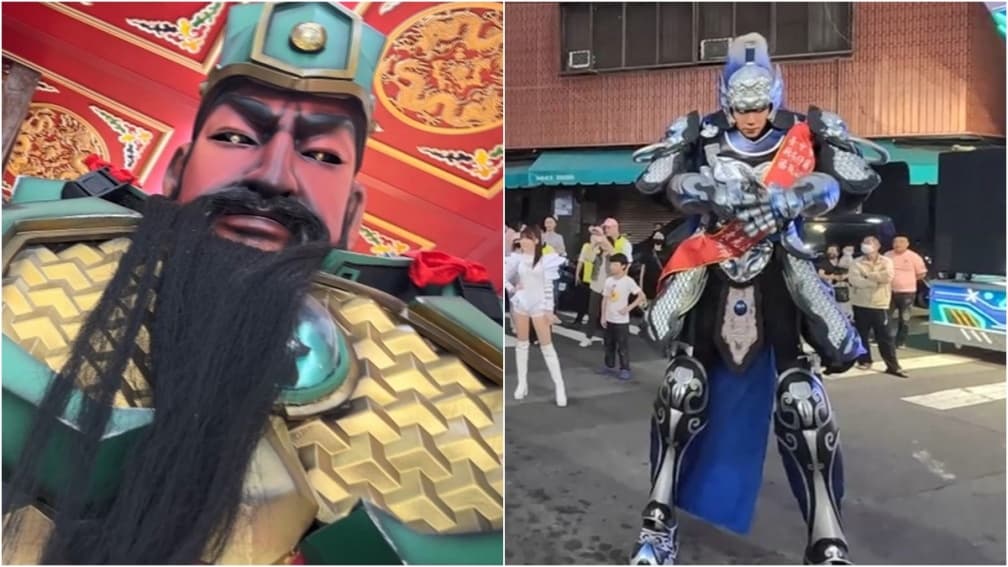 宮廟驚見野生「魔關羽」!2公尺機甲關帝爺有變聲器,趙子龍、孫悟空跟隨出巡