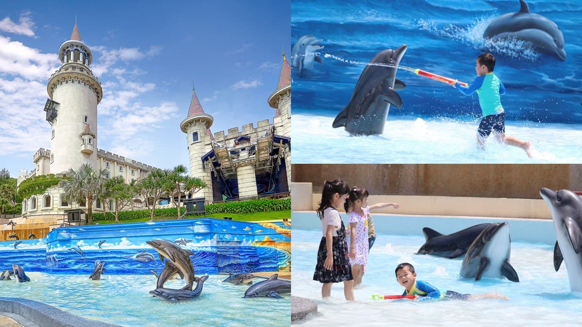 最新設施!遠雄海洋公園最新「海豚3D戲水池」,跟海豚合照