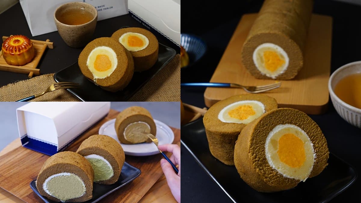 「鹹蛋黃」變甜點!金帛手製最新「月餅生乳捲」,夾入綠豆沙+鹹蛋黃