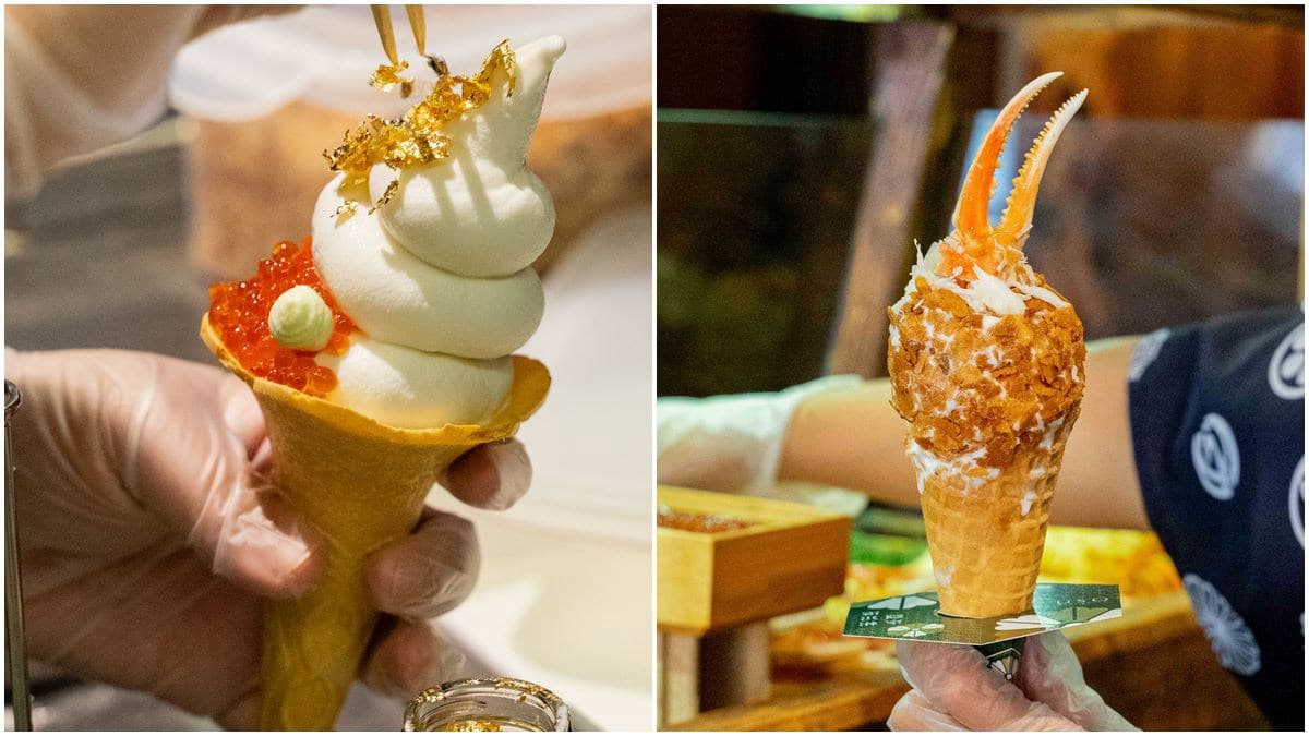 這口味有點嚇人!松葉蟹、鮭魚卵為什麼會在霜淇淋上?竟還有芥末、炸蝦