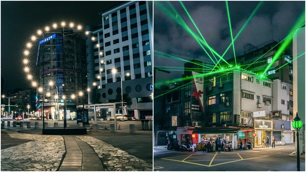 東區變身科幻電影場景!神祕「光電獸」進駐龍門廣場、綠光蜘蛛網飛滿天