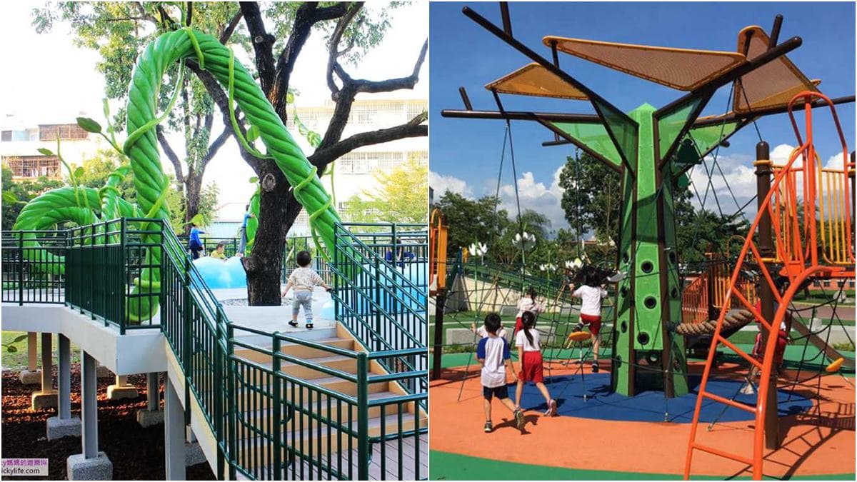 屏東新共融公園發現「傑克樹屋」,6種溜滑梯、沙坑、飛翔滑軌太好玩